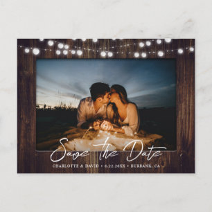 Barn Wood Lights Hochzeitsstift Save the Date Foto Ankündigungspostkarte