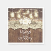 Barn Wood Lights Mason Jar Rustikale Hochzeit Serviette (Vorderseite)