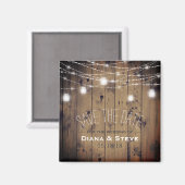 Barn Wood Lights Mason Jar Wedding Save the Date Magnet (Vorderseite/Rückseite)