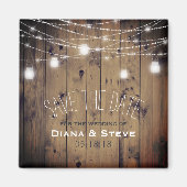 Barn Wood Lights Mason Jar Wedding Save the Date Magnet (Vorne)