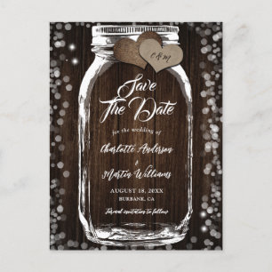 Barn Wood Mason Jar Rustic Country Wedding Ankündigungspostkarte