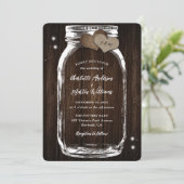 Barn Wood Mason Jar Rustic Country Wedding Einladung (Stehend Vorderseite)