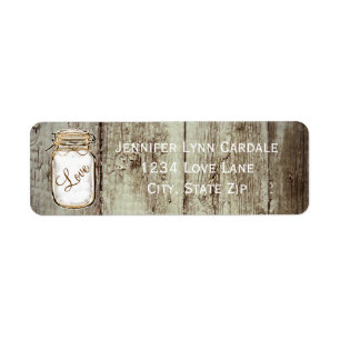 Barn Wood Mason Jar Wedding Rücksendeadressen-Aufk