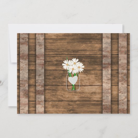 Barn Wood Mason Jar - White Daisies Brautparty Einladung (Rückseite)