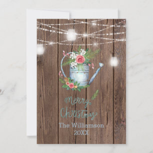 Barn Wood Pinsel Schrift Merry Christmas Floral  Feiertagskarte