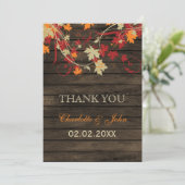 Barn Wood Rustic Herbstlaubs Hochzeit Vielen Dank Einladung (Stehend Vorderseite)