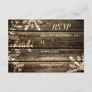 Barn Wood Snowflakes Rustikale Winter Hochzeit UAW RSVP Karte