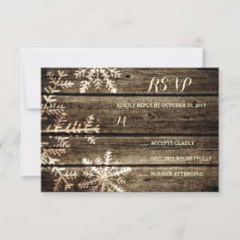 Barn Wood Snowflakes Rustikale Winter Hochzeit UAW RSVP Karte