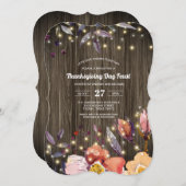 Barn Wood String Lights Blumenfest Erntedank Fest Einladung (Vorne/Hinten)