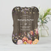 Barn Wood String Lights Blumenfest Erntedank Fest Einladung (Stehend Vorderseite)