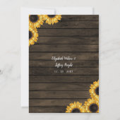 Barn Wood String Lights Sonnenblumen Hochzeit Einladung (Rückseite)