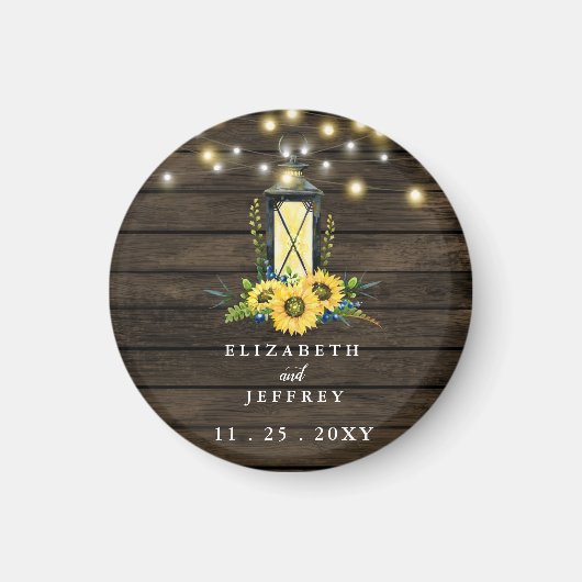 Barn Wood String Lights Sonnenblumen Hochzeit Magnet (Vorne)