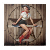 Barn Wood Texas Star Western Country Cowgirl Fliese (Vorderseite)
