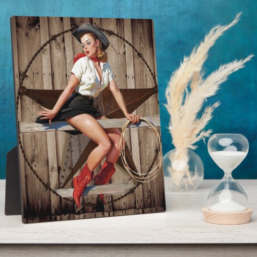 Barn Wood Texas Star Western Country Cowgirl Fotoplatte (Seite)