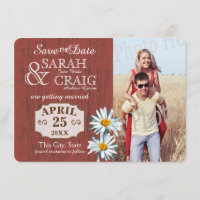 Barn Wood und Daisies Foto Save the Date