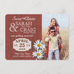 Barn Wood und Daisies Foto Save the Date Einladung