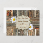 Barn Wood und Daisy Save the Date Ankündigungspostkarte (Vorne/Hinten)