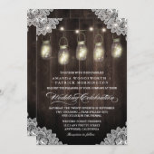 Barn Wood und Lace Mason Jar Wedding Einladungen (Vorne/Hinten)