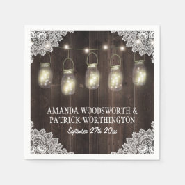 Barn Wood und Lace Mason Jar Wedding Napkins Serviette