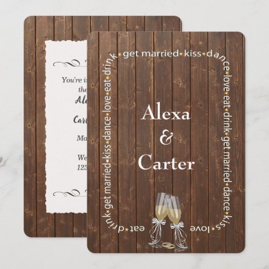 Barn Wood Wedding Einladung (Vorne/Hinten)