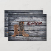 Barn Wood Western Cowboy Hochzeit RSVP Reaktion (Vorne/Hinten)