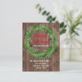 Barn Wood Winter Greenery Neue Zuhause Happy Holid Postkarte (Stehend Vorderseite)