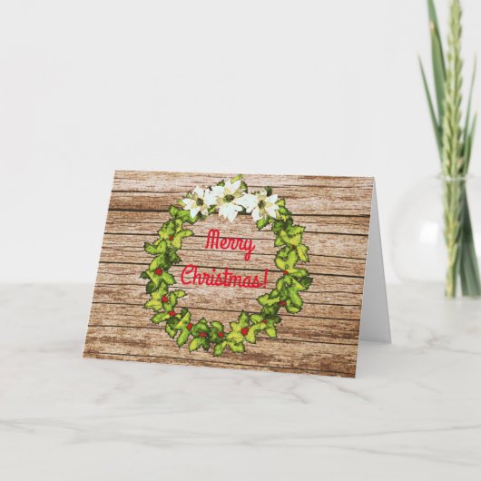 Barn Wood Wreath Weihnachtskarte Karte (Vorderseite)