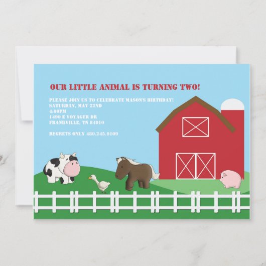 Barn-Yard-Freunde Einladung (Vorderseite)