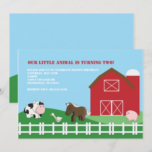 Barn-Yard-Freunde Einladung (Vorne/Hinten)