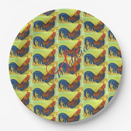 BARN YARD FUN ROOSTER MONOGRAM PARTY PAPPTELLER (Vorderseite)