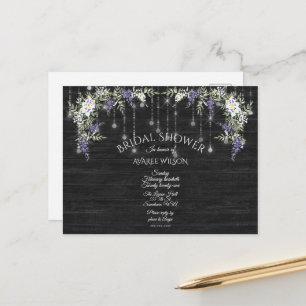 Barnboard String Lights Rote Rosen Brautparty Postkarte