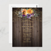 Barnboard String Lights Sonnenblumen Brautparty Postkarte (Vorne/Hinten)