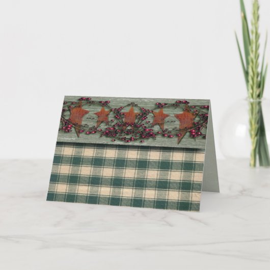 Barnboards verrostete Stern-Grün Feiertagskarte (Vorderseite)