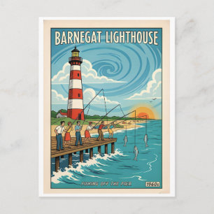 Barnegat Leuchtturm New Jersey Retro 1960er Jahre Postkarte