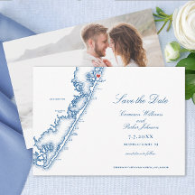 Barnegat Light NJ Karte Elegant Blaue Hochzeit