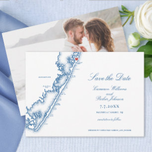 Barnegat Light NJ Karte Elegant Blaue Hochzeit