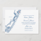 Barnegat Light NJ Map Elegant Navy Blue Wedding Einladung (Vorderseite)