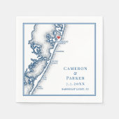Barnegat Light NJ Map Navy Elegant Wedding Serviette (Vorderseite)