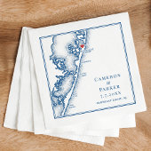 Barnegat Light NJ Map Navy Elegant Wedding Serviette