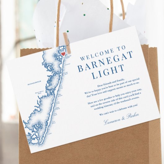Barnegat Light NJ Navy Wedding Welcome Itinerary Dankeskarte
