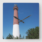 Barnegat Lighthouse Old Barney Quadratische Wanduhr (Vorderseite)
