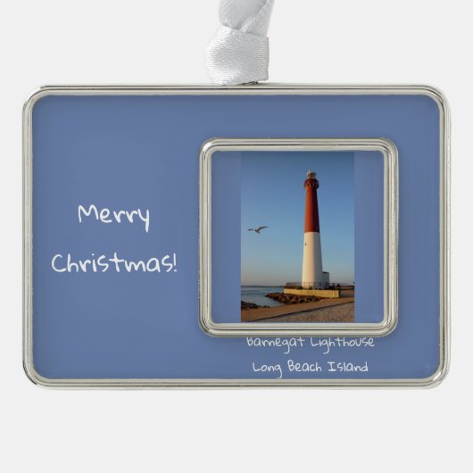 Barnegat Lighthouse Rahmen-Ornament Silber (Vorderseite)