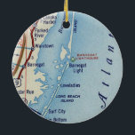 Barnegat Lighthouse Vintage Karte Keramik Ornament<br><div class="desc">Weihnachtsschmuck Barnegat Lighthouse mit Vintager Straßenkarte von 1955.</div>