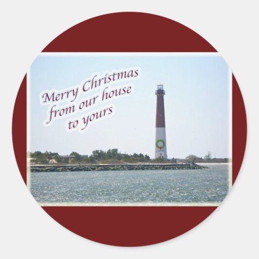 Barnegat Lighthouse Weihnachtssticker Runder Aufkleber (Vorderseite)