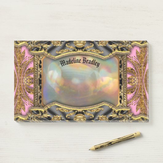 Barnetcue Beautiful Baroque Monogram Post-it Klebezettel (Auf Schreibtisch)