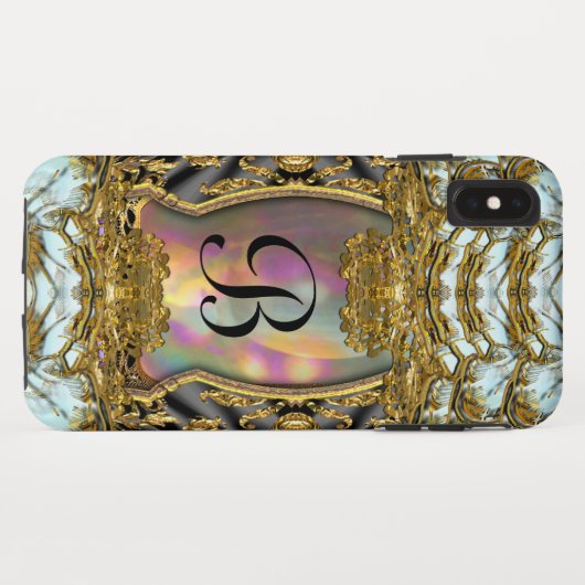 Barnetcue Dubois Girly Baroque II Monogramm Case-Mate iPhone Hülle (Rückseite (Horizontal))