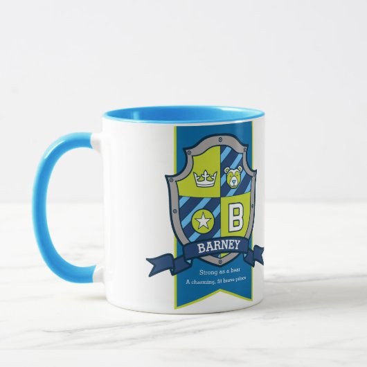 Barney-Buchstabe B Wappen blau grün bedeutet Tasse (Links)