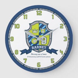 Barney Jungs nennen "Green Blue Bär Schild" Große Wanduhr