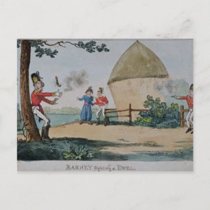 Barney kämpft gegen ein Duell Postkarte