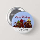 Bärnfamilie Weihnachtsknopf Button (Vorne & Hinten)